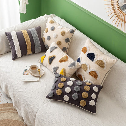 Cotton Tufted Pillow Light Luxury Cover Homestay Sofa Cushion - Harmony Gallery