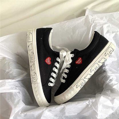 Casual Love Embroidery Graffiti Canvas Women's Shoes - Harmony Gallery