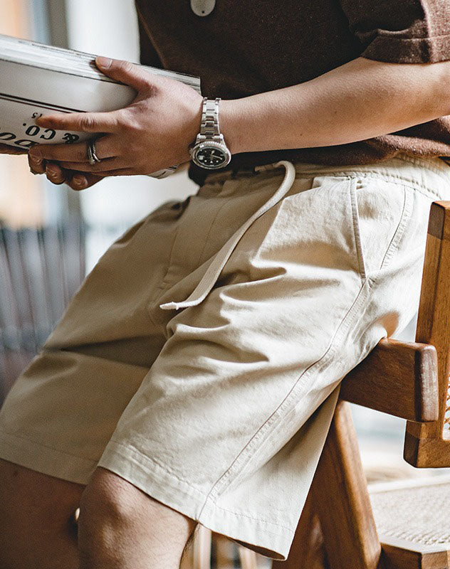 American Retro Buckle Belt Straight Leisure Men's Shorts - Harmony Gallery