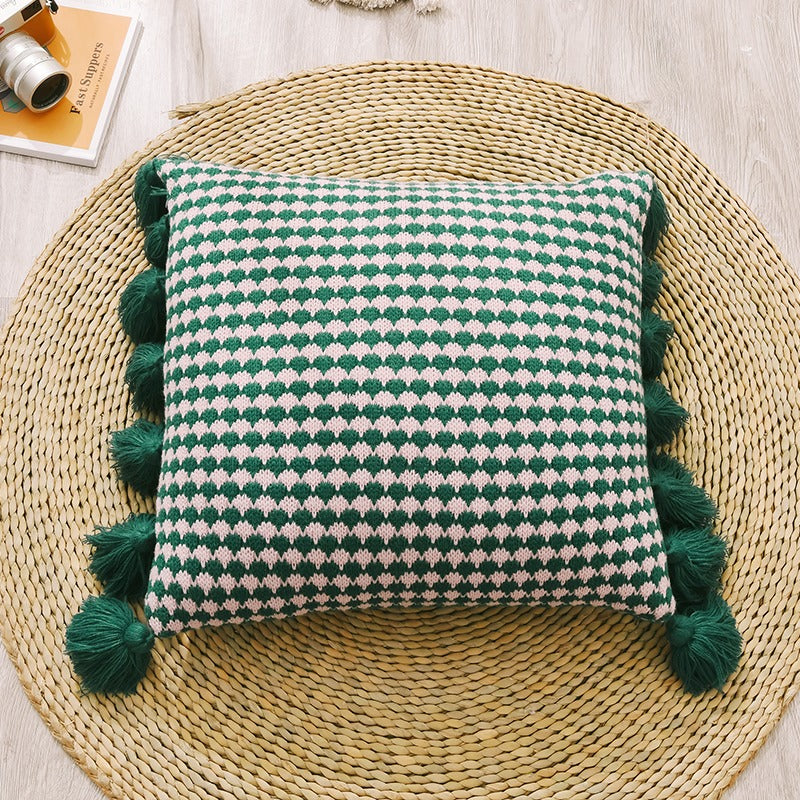 Knitted Yarn-Dyed Tassel Decoration Sofa Cushion - Harmony Gallery