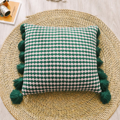 Knitted Yarn-Dyed Tassel Decoration Sofa Cushion - Harmony Gallery