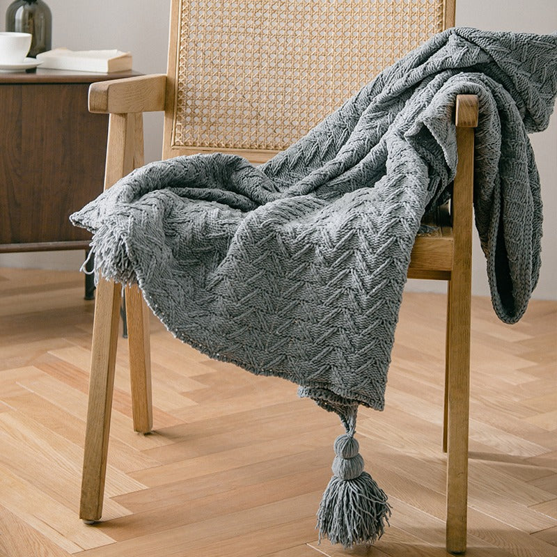 Knitted Nordic Quilt Tassel Winter Sofa Blanket - Harmony Gallery