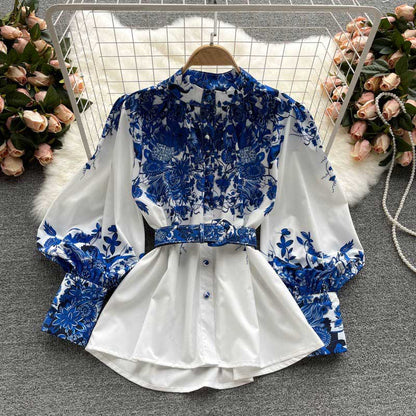 Palace Style Temperament Retro Printed Women's Suits - Harmony Gallery