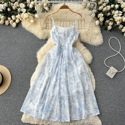 French Floral Gentle Mid-Length Strapless Women's Dress - Harmony Gallery