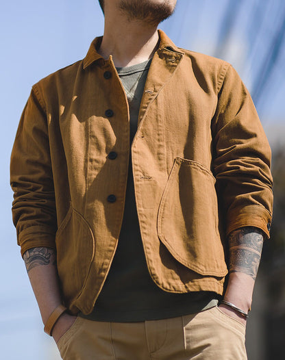 Tooling French Retro Ginger Multi-Pocket Casual Men's Coat - Harmony Gallery