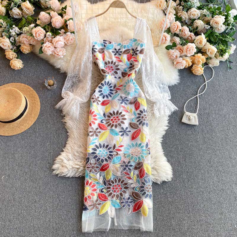 Pure Sweet Lace Crocheted Mesh Women's Dress - Harmony Gallery
