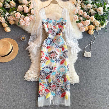 Pure Sweet Lace Crocheted Mesh Women's Dress - Harmony Gallery