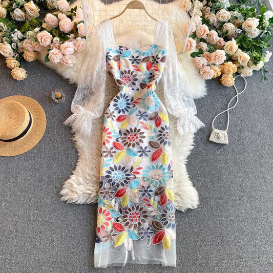 Pure Sweet Lace Crocheted Mesh Women's Dress - Harmony Gallery