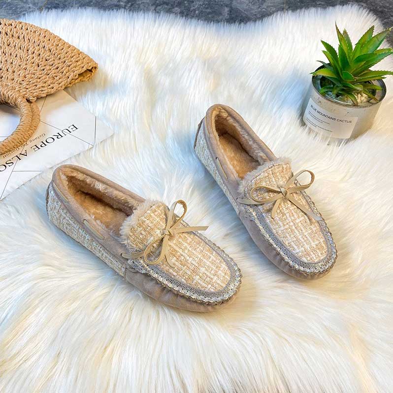 Trendy Winter Leather Non-Slip Women's Flat Loafer - Harmony Gallery