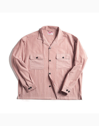 Workwear Retro Yellow Striped Vintage Men's Shirt - Harmony Gallery
