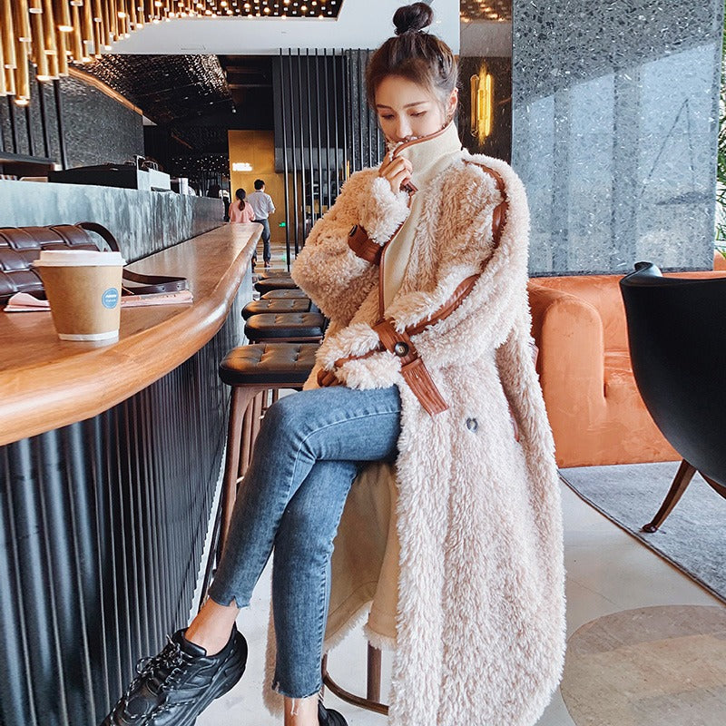 Lamb Wool Cotton-Padded Mid-Length Women's Coat - Harmony Gallery