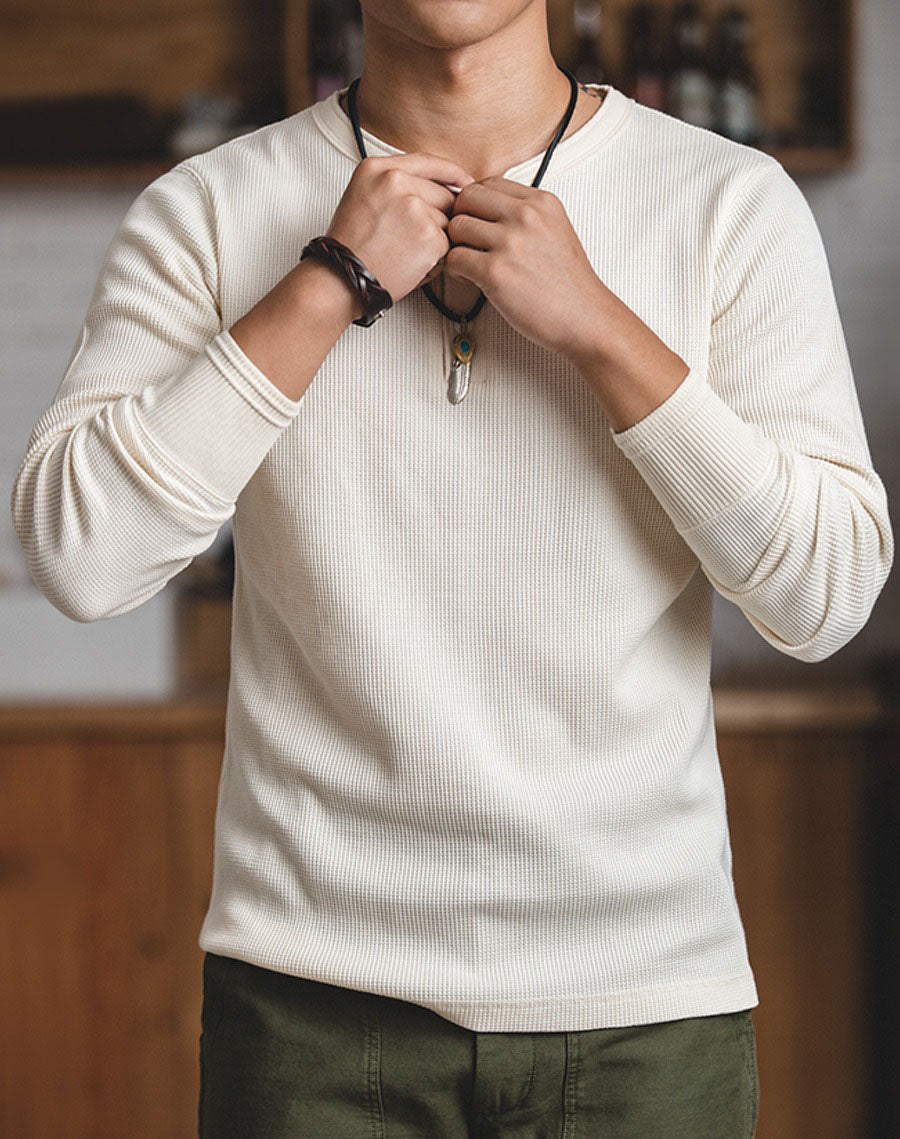 American Tooling Retro Long Sleeve Waffle Men's Sweater - Harmony Gallery