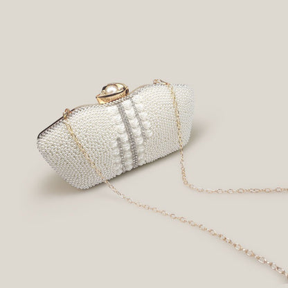 High-End Diamond Rose Pearl Chain Niche Design Clutch Bag - Harmony Gallery