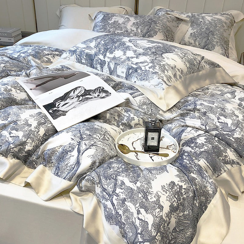 Light Luxury High-End Tencel Four-Piece Summer Bed Set - Harmony Gallery