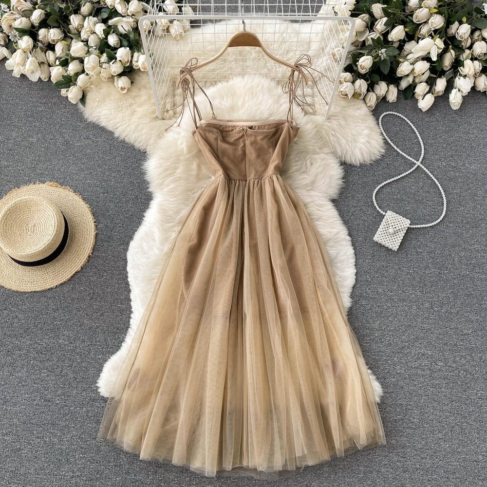 Fairy Mesh Celebrity Sexy Mid-Length Trendy Women's Dress - Harmony Gallery