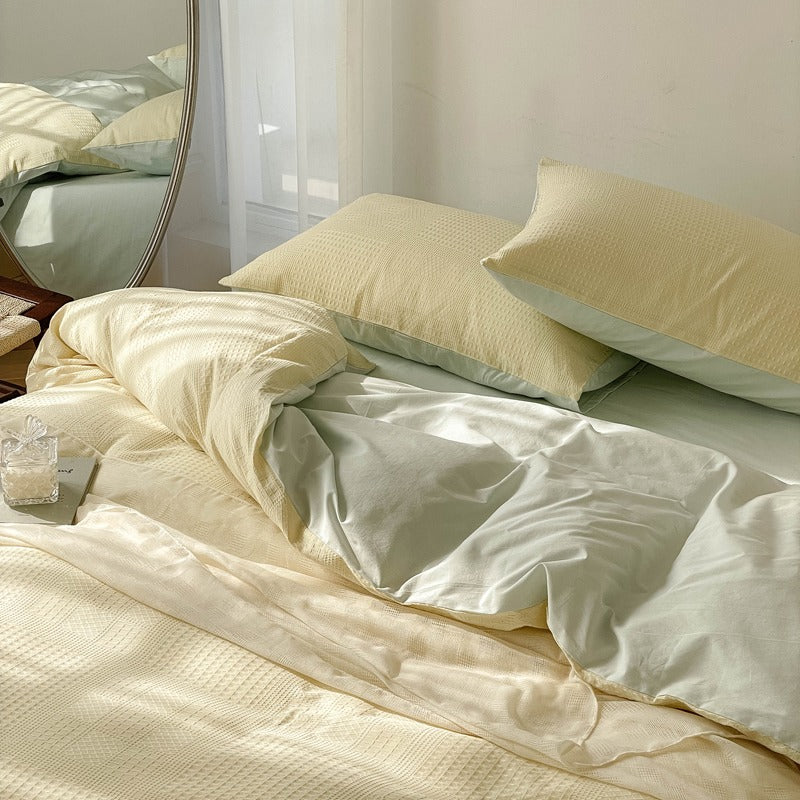 Milk Waffle Four-Piece Pure Cotton High-Quality Bed Set - Harmony Gallery