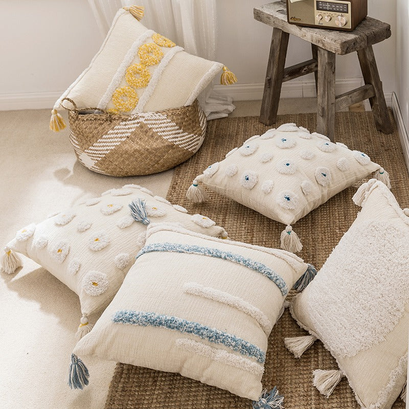 Handmade Bohemian Style Indian Tufted Pillow Cushion - Harmony Gallery