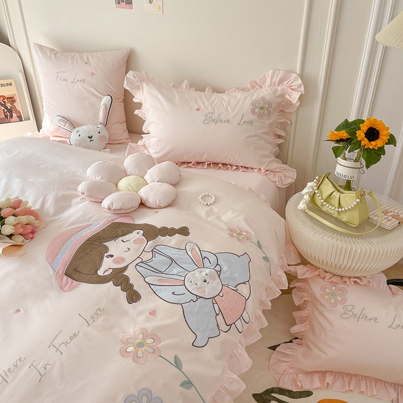 Girl's Heart Cute Lola Girl Cotton Four-Piece Bed Set - Harmony Gallery