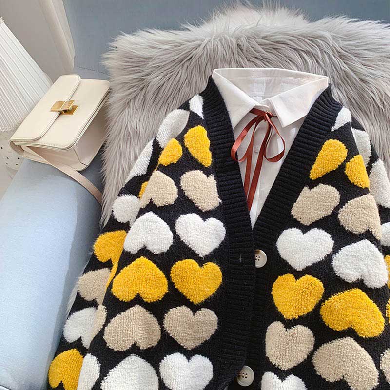 Love age Loose Style V-Neck Women's Cardigan - Harmony Gallery