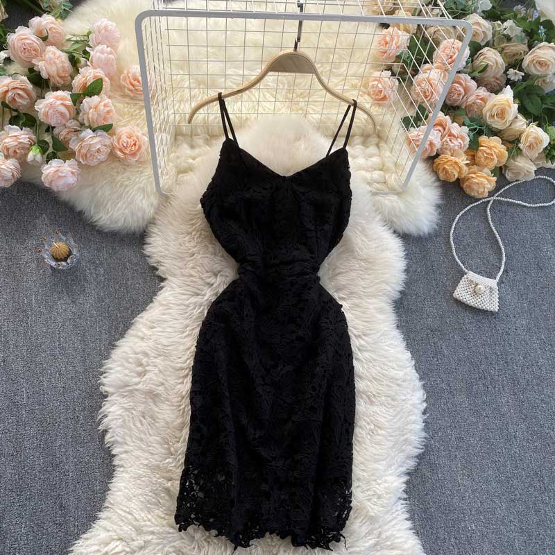 Scheming Hollow Lace Spring Sexy Backless Women's Dress - Harmony Gallery