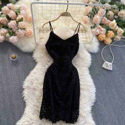 Scheming Hollow Lace Spring Sexy Backless Women's Dress - Harmony Gallery