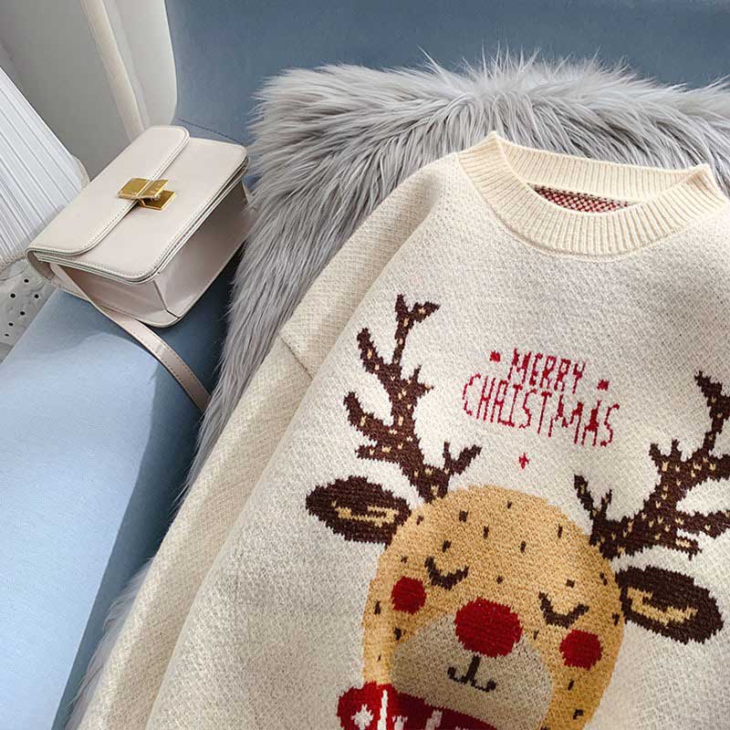 Christmas Cute Outer Wear Elk Knit Women's Sweater - Harmony Gallery