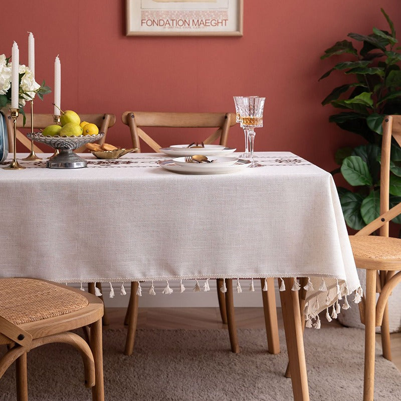 American Knot Embroidery Cotton Waterproof Dining Tablecloths - Harmony Gallery
