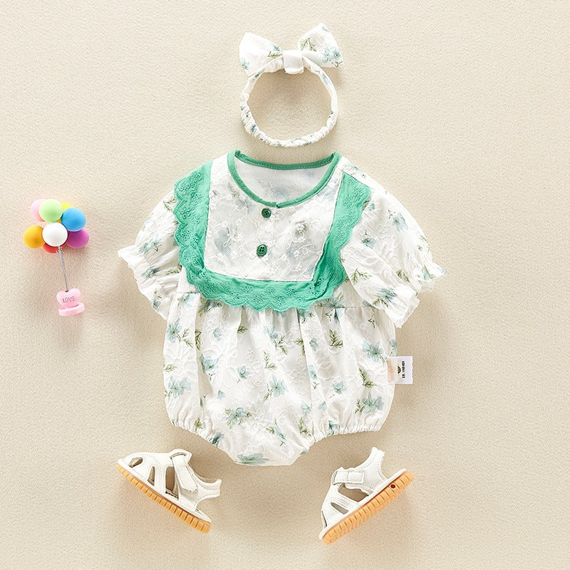Summer Thin Cotton One-Piece Newborn Baby Girl's Romper - Harmony Gallery