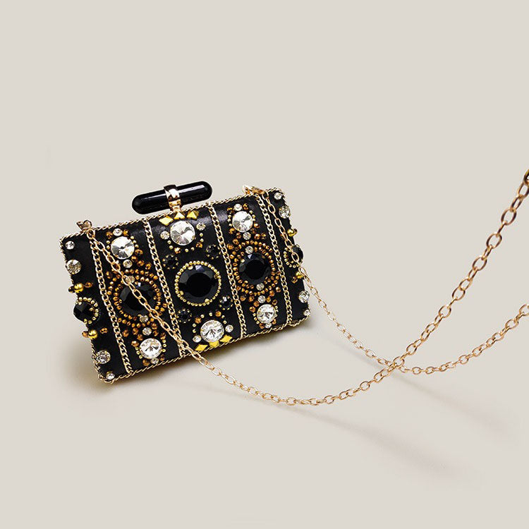 French Stylish Black Mini Women's Evening Clutch Bag - Harmony Gallery