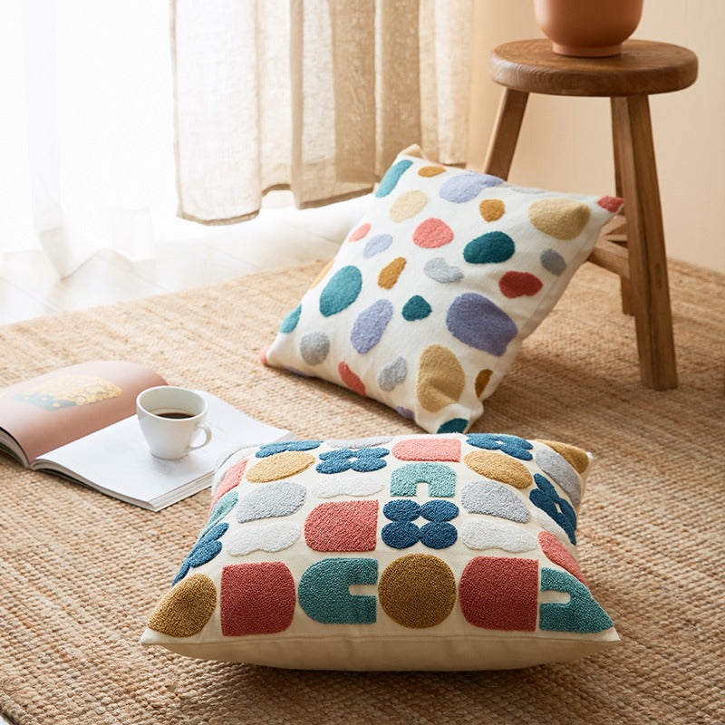 Nordic Cotton Embroidery Simple Living Room Sofa Cushion - Harmony Gallery