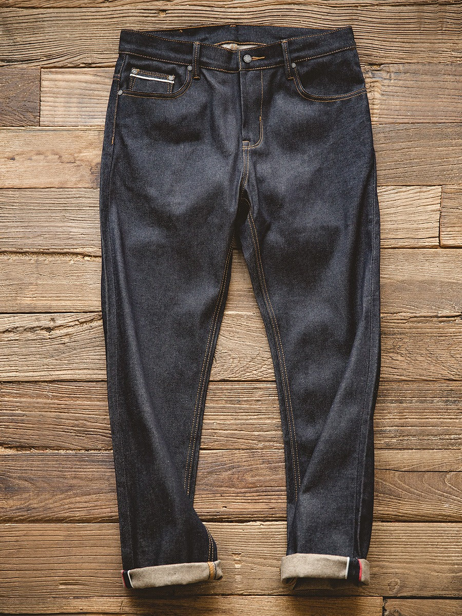 Tooling Retro Casual Pure Denim Straight Heavy Men's Jeans - Harmony Gallery