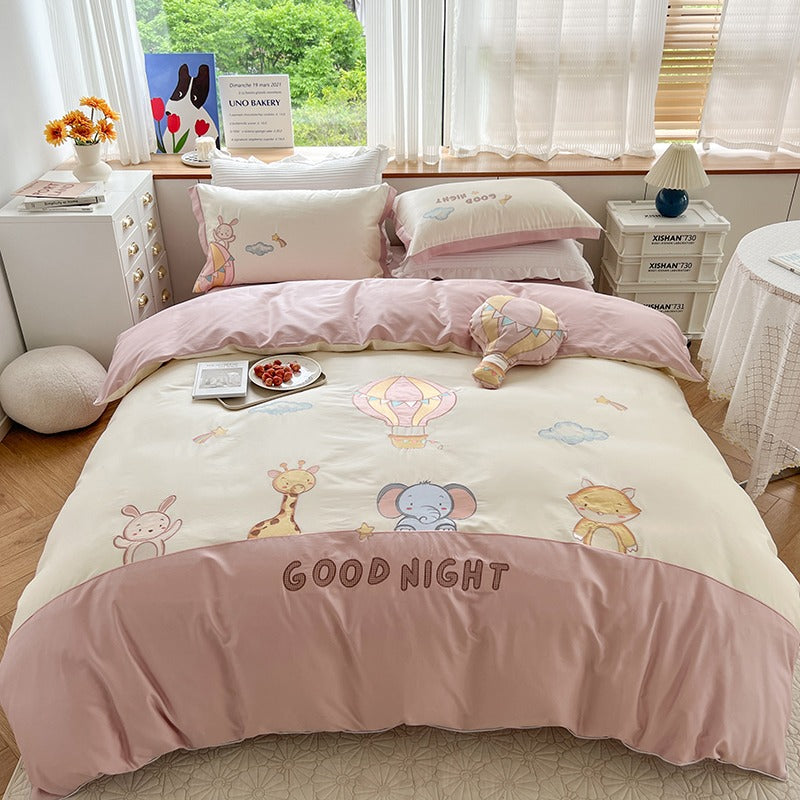 Pet Paradise Cartoon Cotton Four-Piece Bed Set - Harmony Gallery