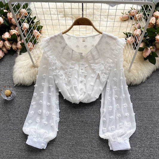 French Design Chiffon Sweet Doll Chic Women's Top - Harmony Gallery