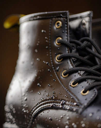 Black Thick-Soled Martin British Style Tooling Derby Men's Boot - Harmony Gallery