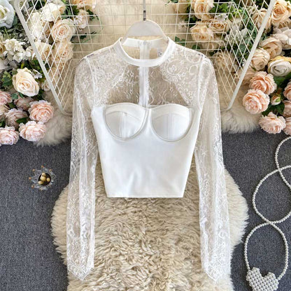Sexy Lace Hollow Halter Western Chain Link Women's Top - Harmony Gallery