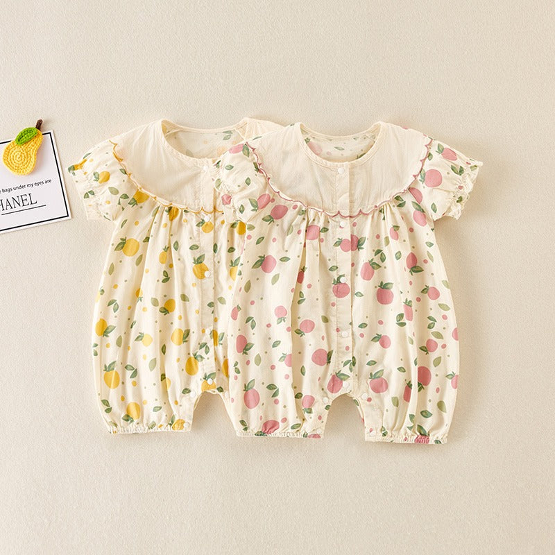 Summer Thin One-Piece Cute Full Moon Baby Girl Romper - Harmony Gallery