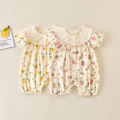 Summer Thin One-Piece Cute Full Moon Baby Girl Romper - Harmony Gallery