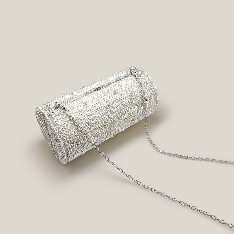Rhinestone Pearl Cylinder French High-End Clutch Bag - Harmony Gallery