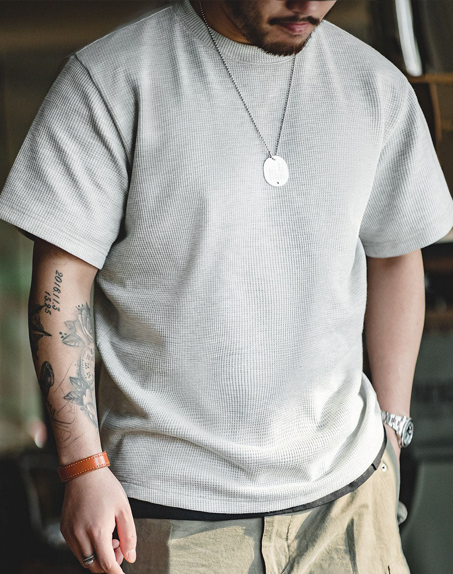 Tooling American Retro Waffle Knitted Men's T-Shirt - Harmony Gallery