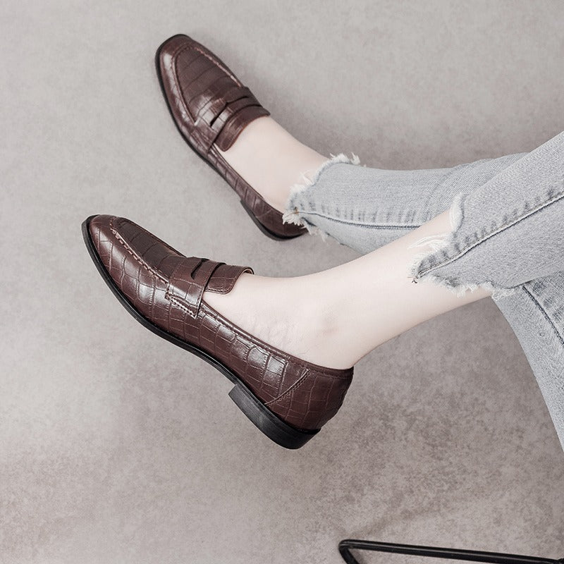 Hot British Style All-Match Leather Women's Loafer - Harmony Gallery