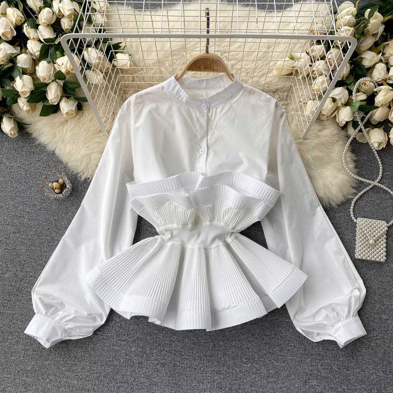 All-Match Niche Pleated Ruffled Waist Women's Top - Harmony Gallery