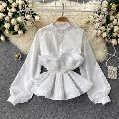 All-Match Niche Pleated Ruffled Waist Women's Top - Harmony Gallery