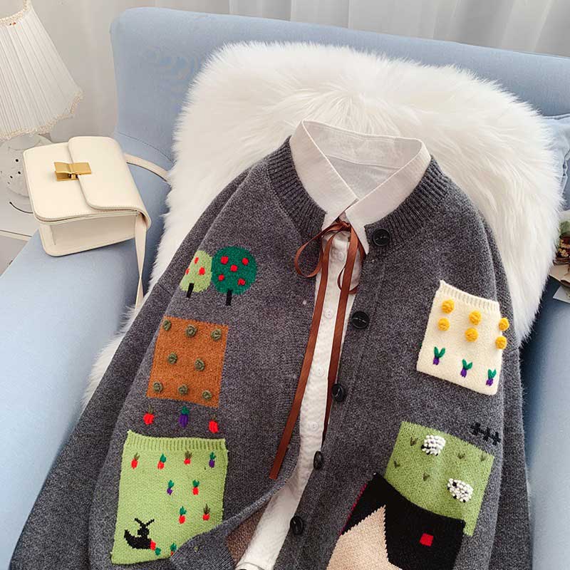 College Style Embroidery Sweet Women's Cardigan - Harmony Gallery