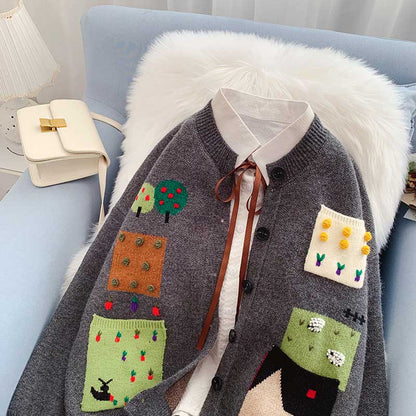 College Style Embroidery Sweet Women's Cardigan - Harmony Gallery