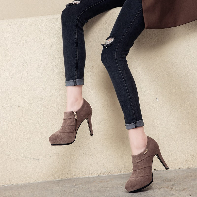 Super High Heel Suede Waterproof Women's Shoes - Harmony Gallery