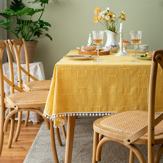 Flower Cotton White French Cut Rectangular Literary Tablecloths - Harmony Gallery