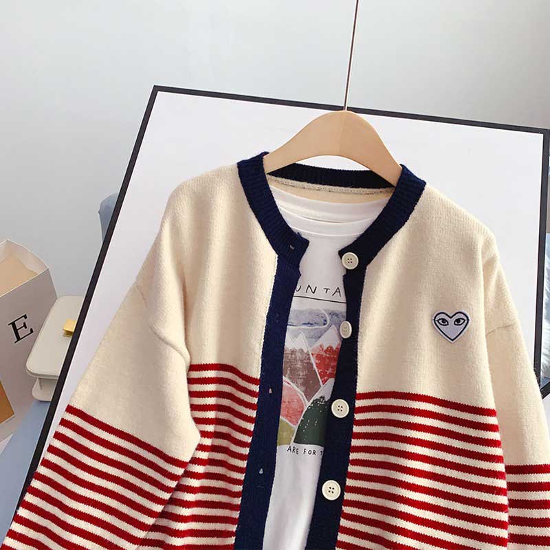 College Style Striped Knitted All-Match women's Cardigan - Harmony Gallery