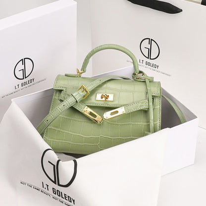 Kelly Leather Crocodile Pattern Women's Portable Bag - Harmony Gallery