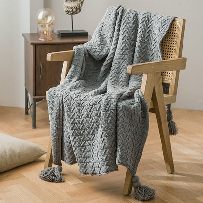 Knitted Nordic Quilt Tassel Winter Sofa Blanket - Harmony Gallery