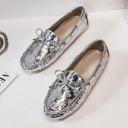 Patent Leather Round Head Bright Comfy Women's Loafer - Harmony Gallery